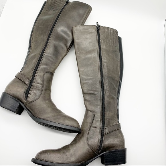 Born Leather Knee High Riding Boots in Olive Taupe Size 6.5M - Picture 6 of 14